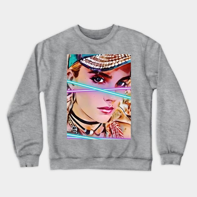 Young girl in beachwear with neon Crewneck Sweatshirt by PersianFMts